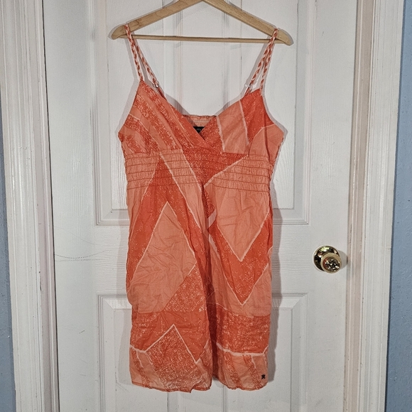 Hurley Dresses & Skirts - Hurley Cotton Mini Sun Dress Beach Summer Orange Print Size XL